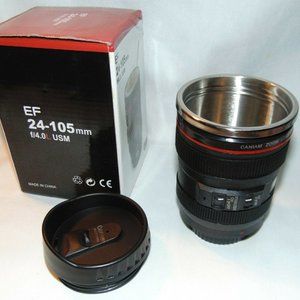 Camera Lens Stainless Steel Cup Travel Mug 4 fl oz Caniam Ultrasonic NIB